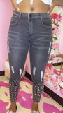 Black wash Diamond studded jeans